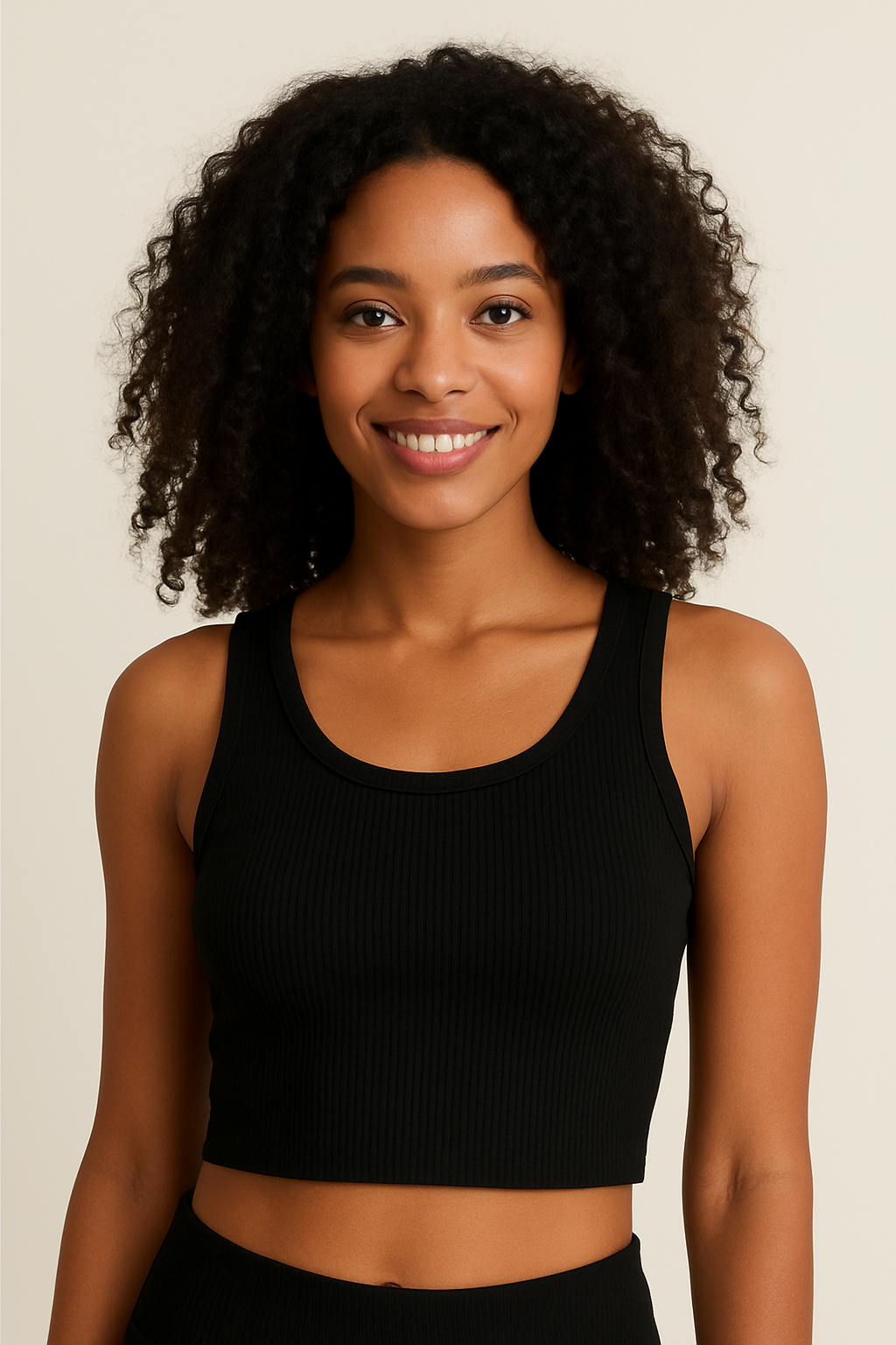 Ribbed Sleeveless Crop Top – black