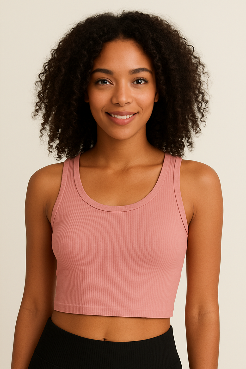 Ribbed Sleeveless Crop Top – pink