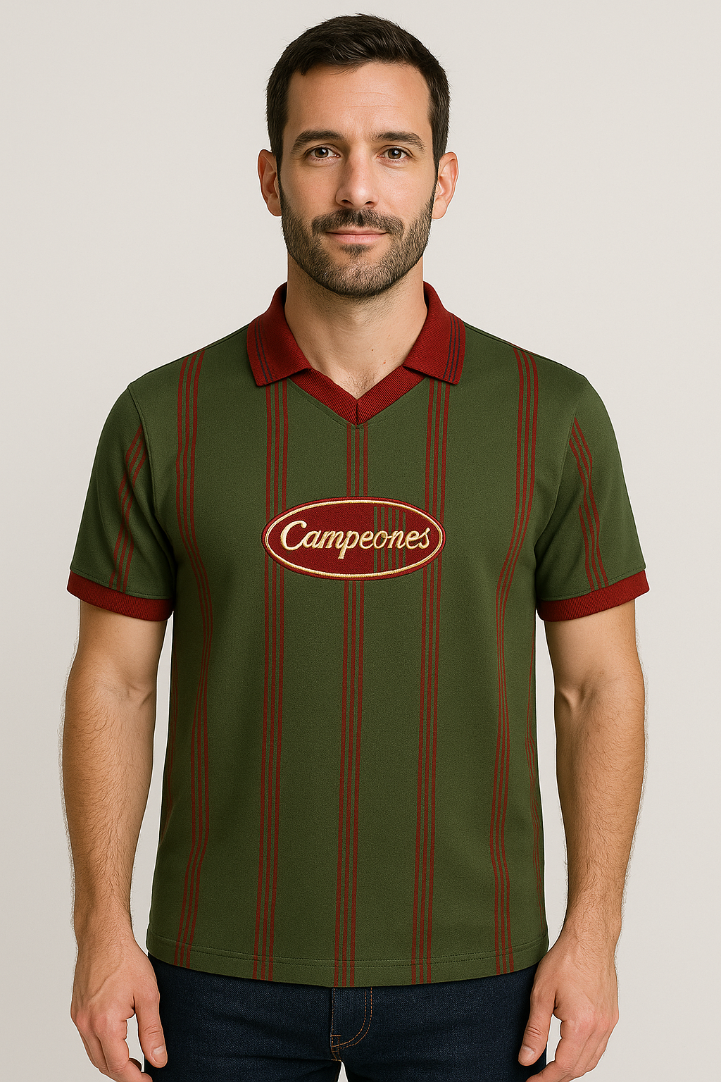 Classic Polo T-Shirt with Embroidered Campeones Patch