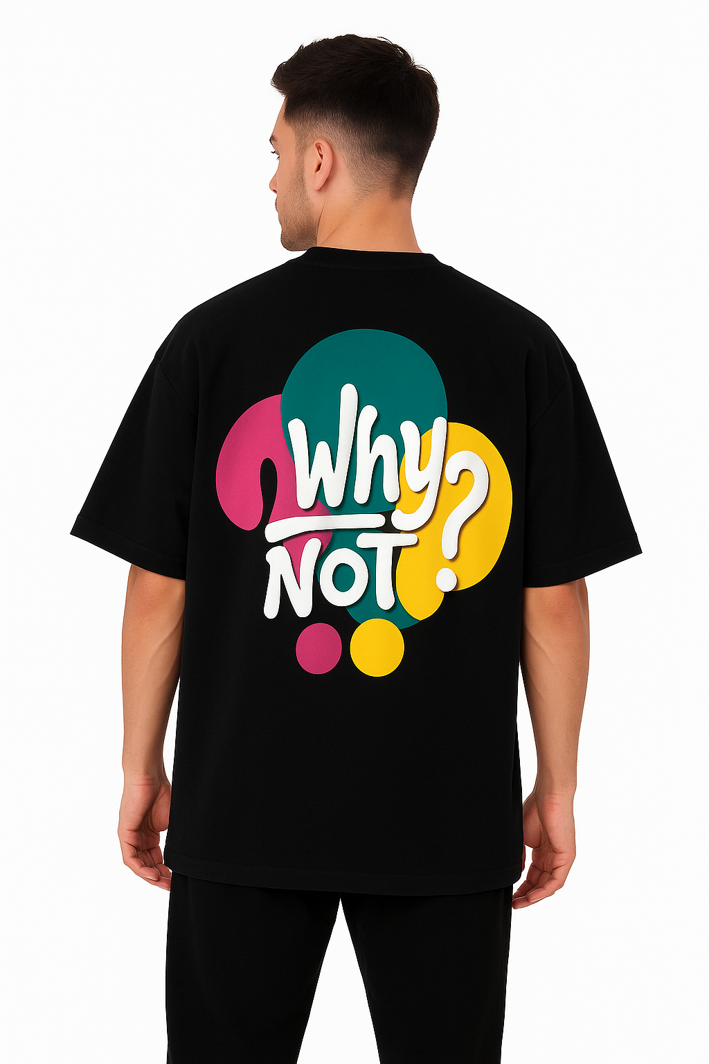 Oversized Black Graphic T-Shirt – Why Not? Bold Streetwear Print