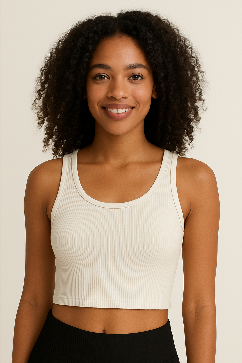 Ribbed Sleeveless Crop Top – off White