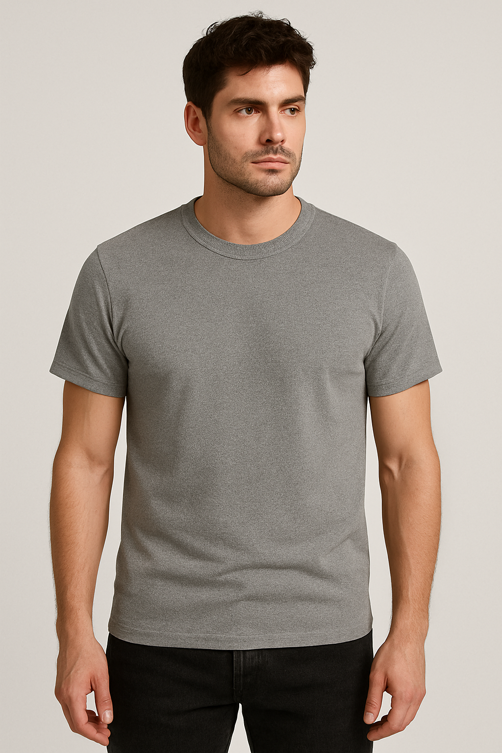 Classic Popcorn Texture Round Neck Tee for Men