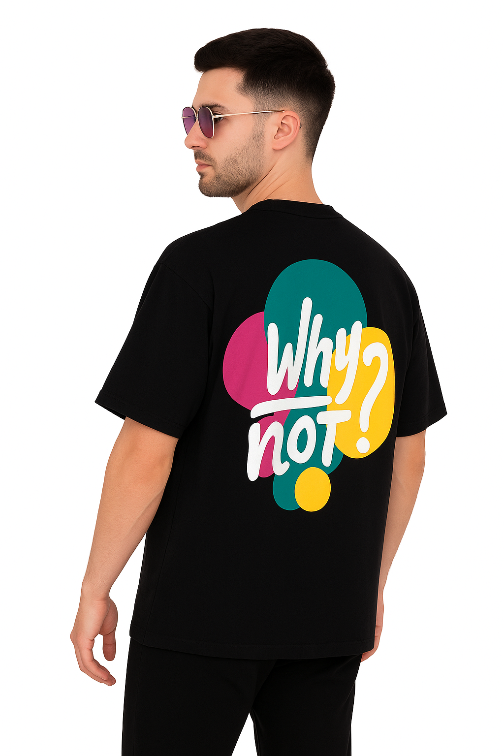 Oversized Black Graphic T-Shirt – Why Not? Bold Streetwear Print
