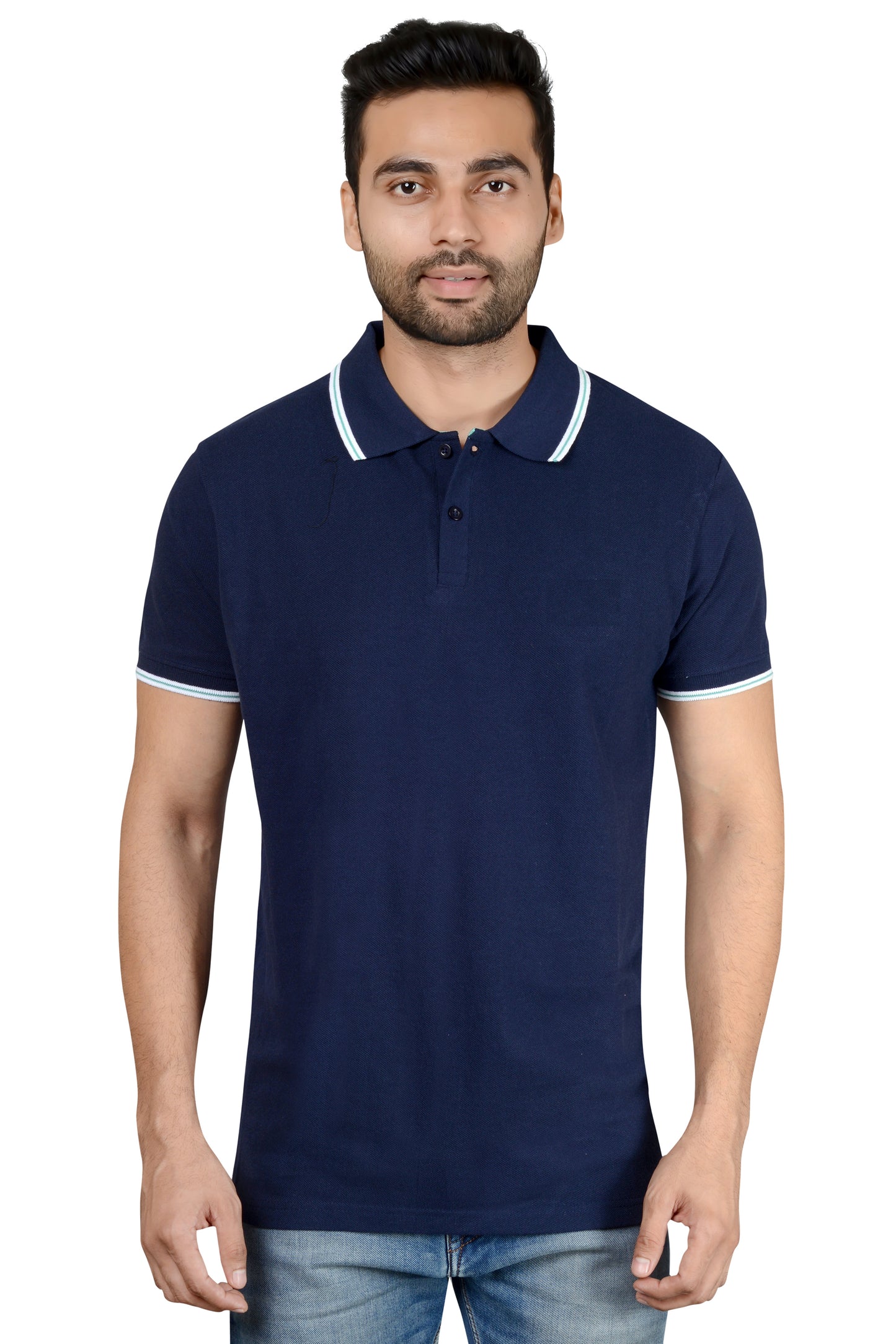 Custom Navy Tipping Polo T-Shirt