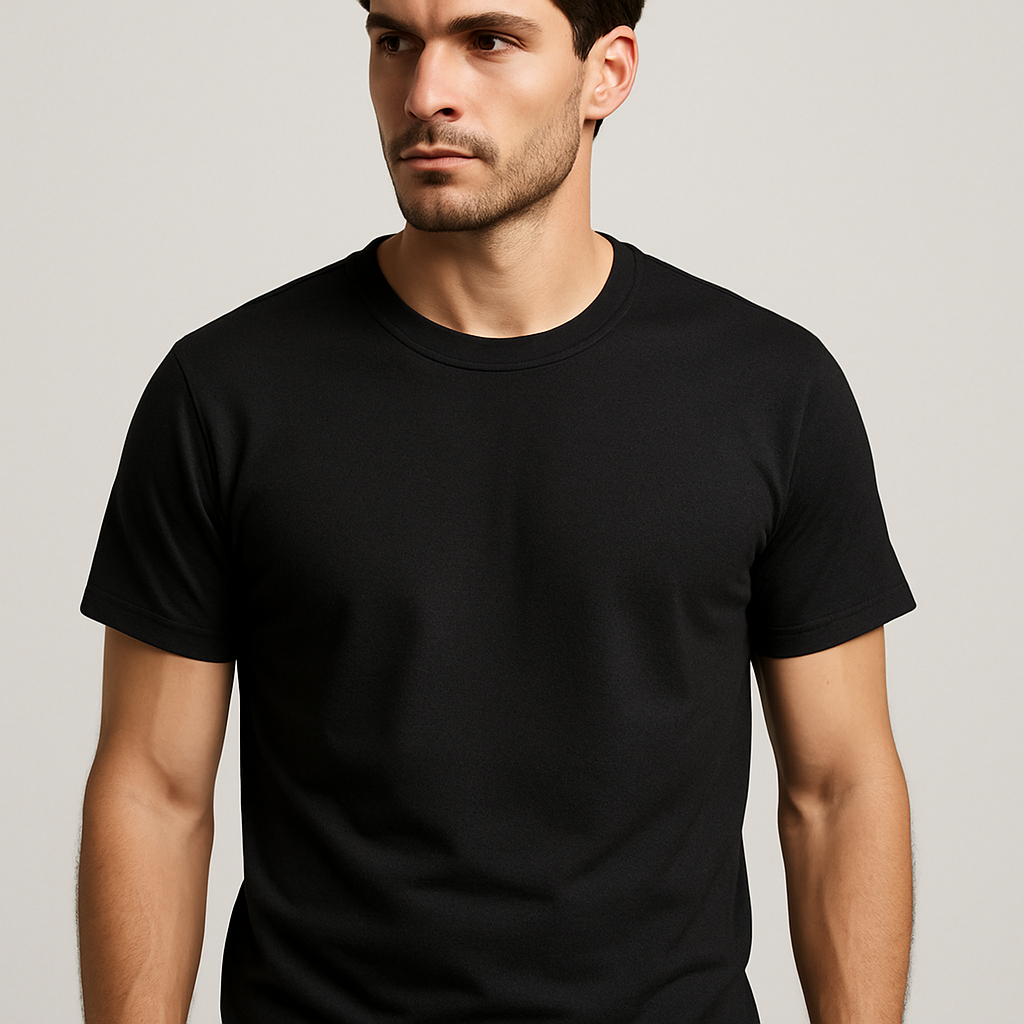 Classic Popcorn Texture Round Neck Tee for Men