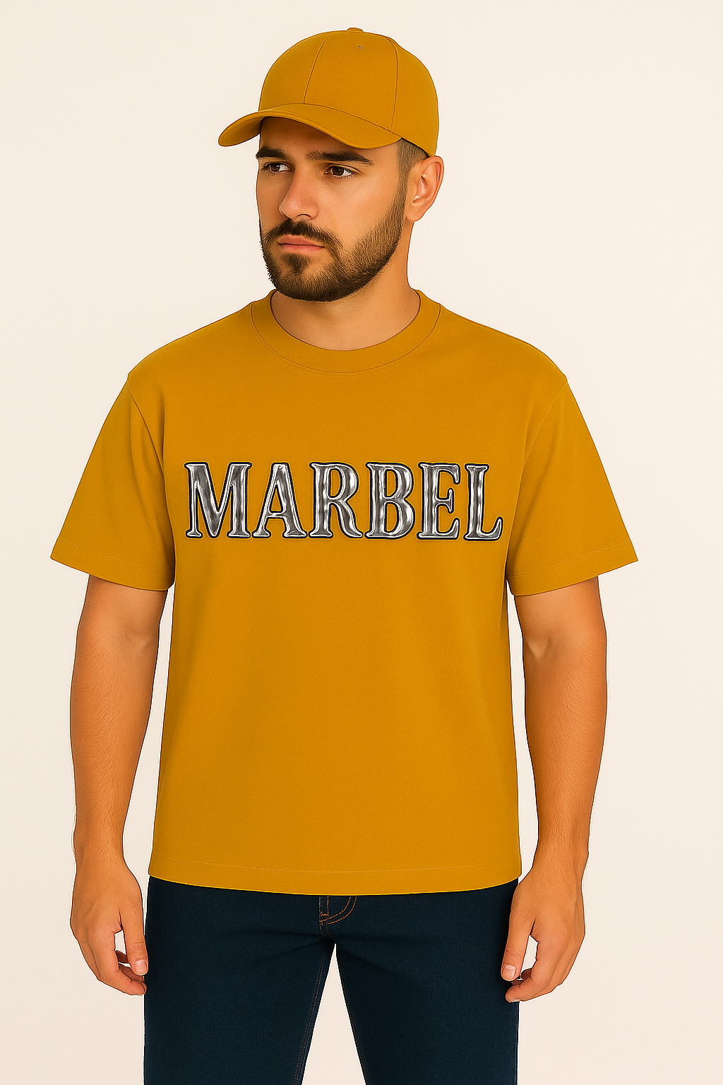 Men's Mustard Yellow MARBEL Graphic T-Shirt – Bold Streetwear Style